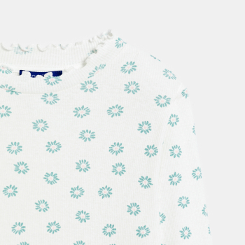 تيشيرت مطبوع مضلع أبيض للبنات